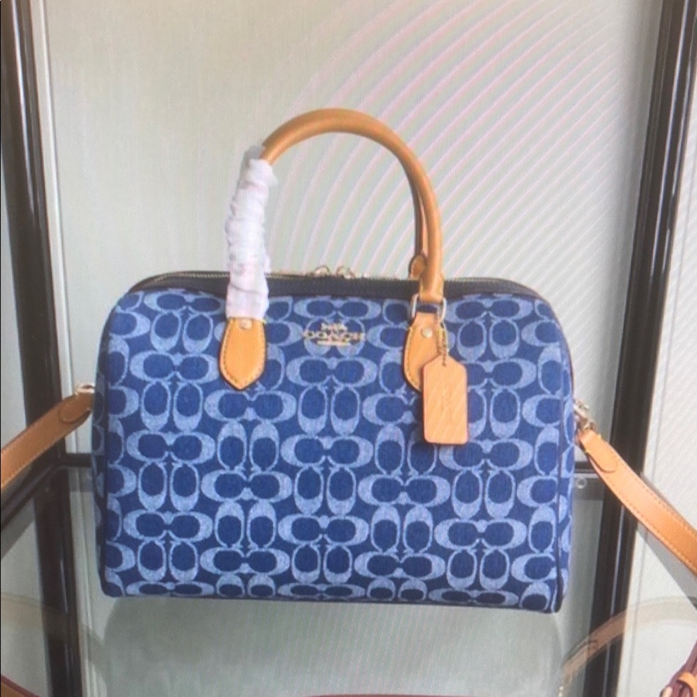 Coach Rowan Satchel Bag In Signature Denim Canvas NWT CY699